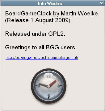 BoardgameClock Info Window